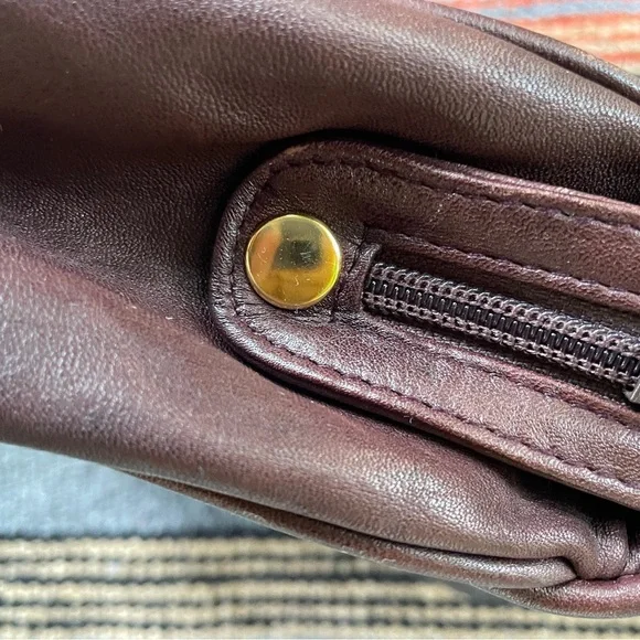 Vintage Etienne Aigner Dark Brown Satchel with Gold Buckle - Picture 3 of 13